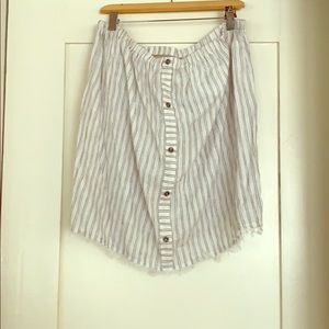 White with Black Pin Stripes-Size Large